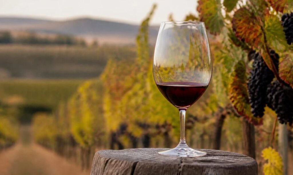 Bicchiere con dentro vino Barbera