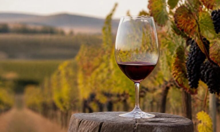 Bicchiere con dentro vino Barbera